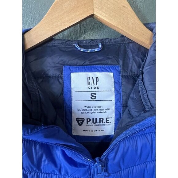 Gap Kids Blue Full Zip Quilted Full Zip Puffer Jacket Hooded Size Small PURE - Picture 3 of 3
